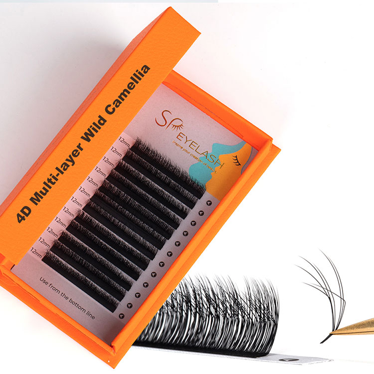 Çox qatlı 4D tüklü kameliya Wispy Kirpikləri uzantıları